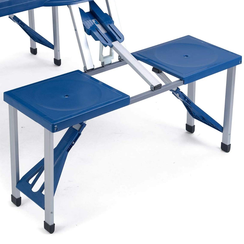 meja kursi lipat piknik portable koper biru