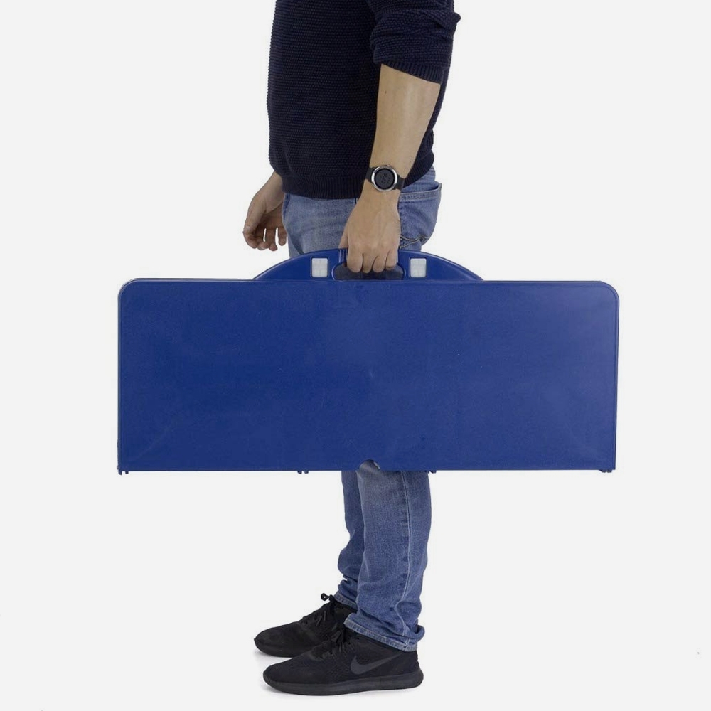 meja kursi lipat piknik  portable koper biru