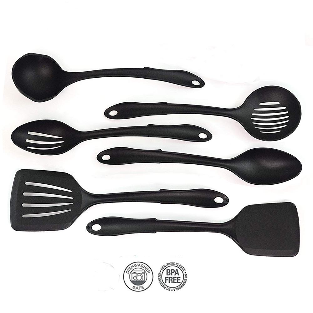 alat masak spatula 6 set hitam - spatula plastik