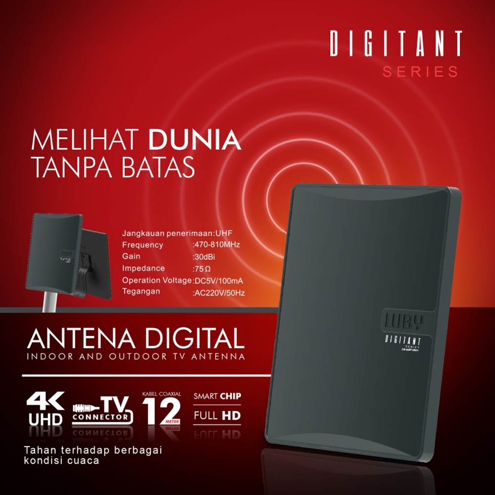 Antena Digital Luby digital luar dalam Ruangan indoor outdoor Daya Tangkap kuat DVB-T2 4K HIGH SIGNAL 