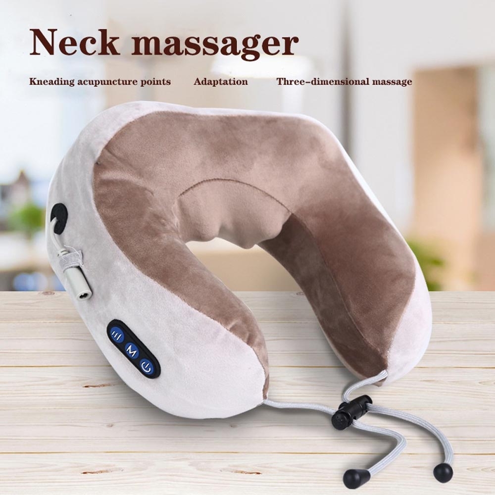 Bantal Leher Pijat Otomatis Rechargable ZX1902 - Ushape Massage Pillow / bantal travel pijat / Elektrik ada bola