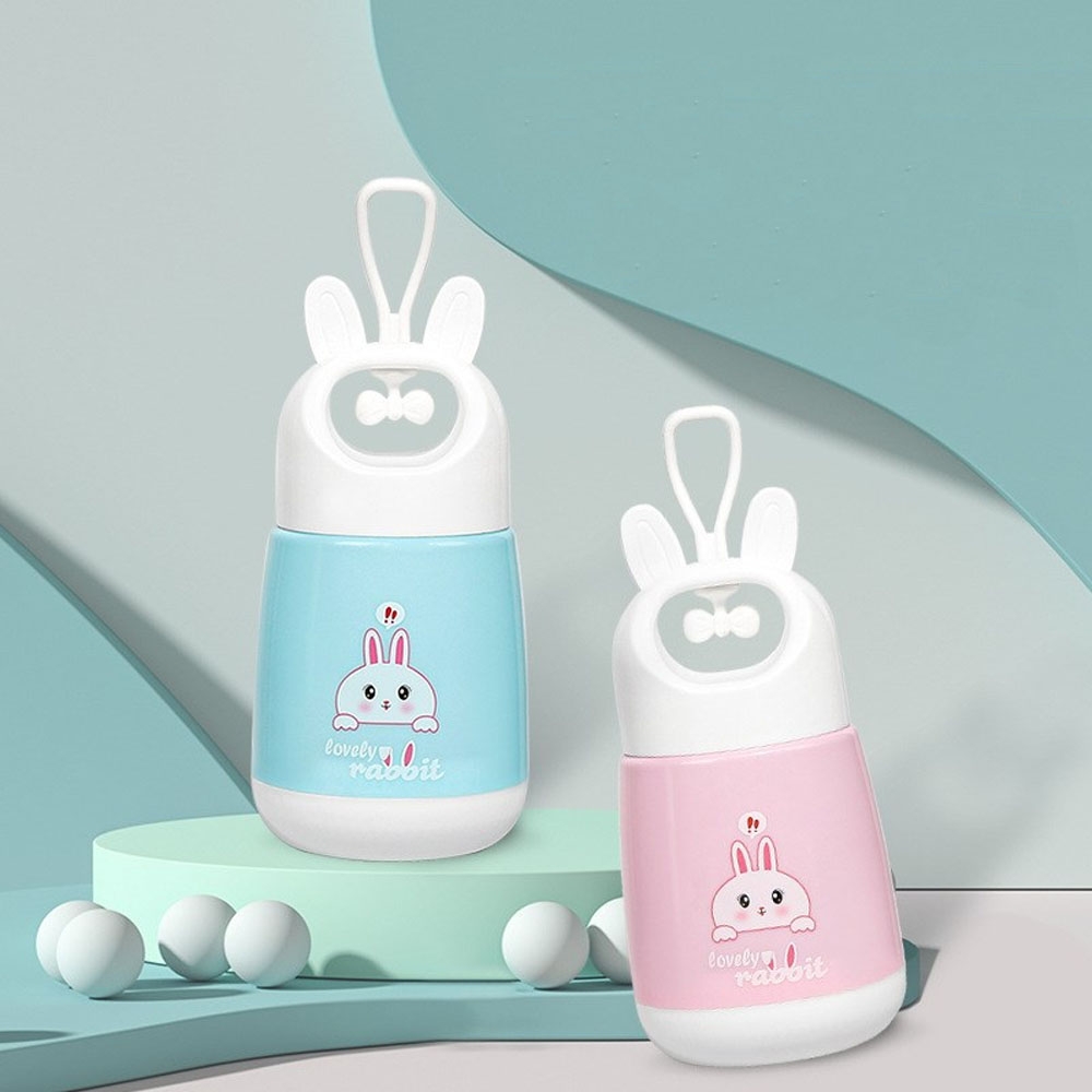 botol minum kaca lovely rabbit kelinci 380ml BPA free - BMK005 tutup mudah di pegang ada gantungan TKU