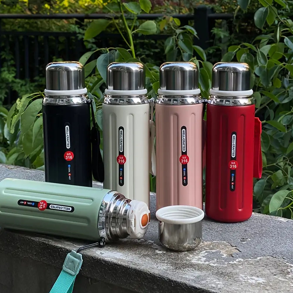 Botol Termos Hot & Cold bisa panas dingin bahan SUS 316 ukuran 800 Ml tutup dalam model pencet dengan saringan / botol minum thermos T2110