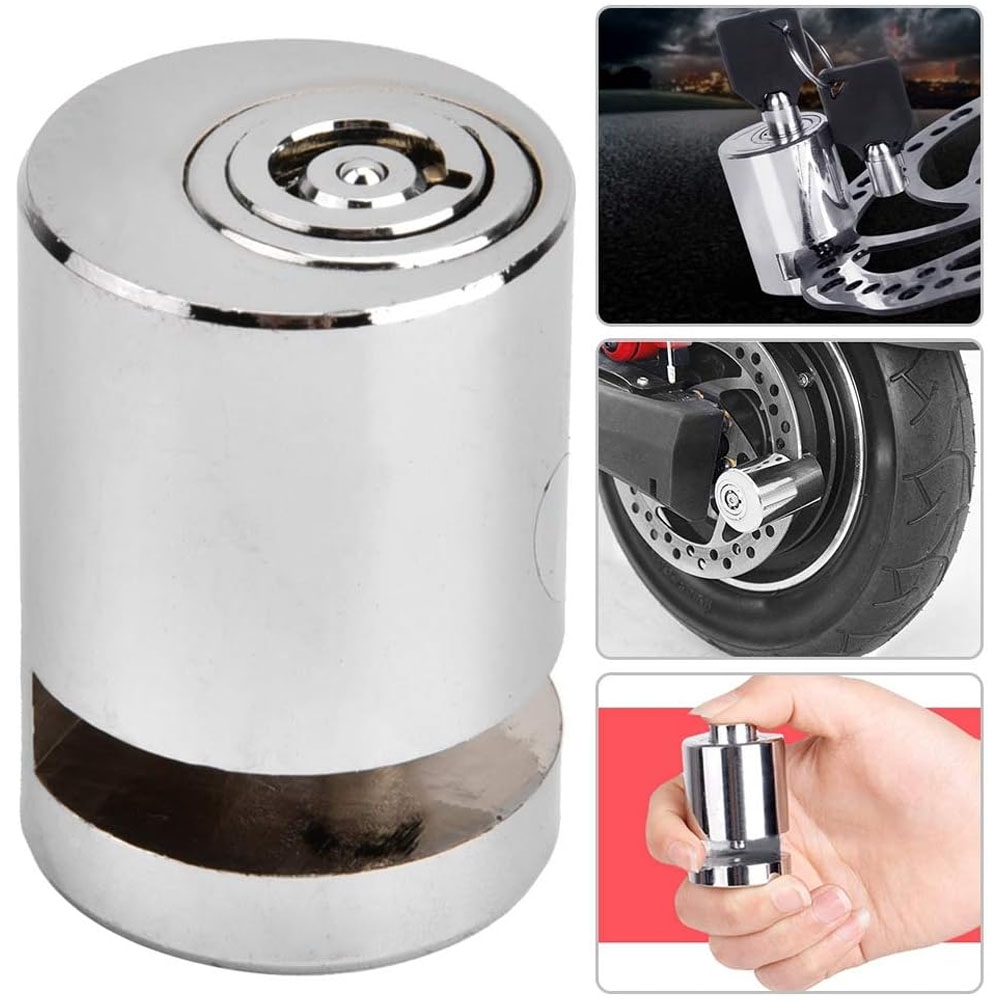 Gembok Round Cylinder untuk Cakram Motor warna Silver KL905 dengan 2 Anak Kunci gembok sepeda listrik gembok motor listrik ekstra aman