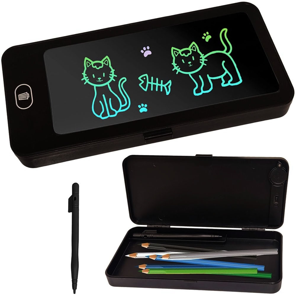 Kotak Pensil Anak 2 in 1 KPL220 Dengan Lcd Writing Digital Pad Drawing Box Imajinasi Papan Coret Kreatif Anak sekolah Dengan Edukasi Yang Dapat Dihapus free stylus