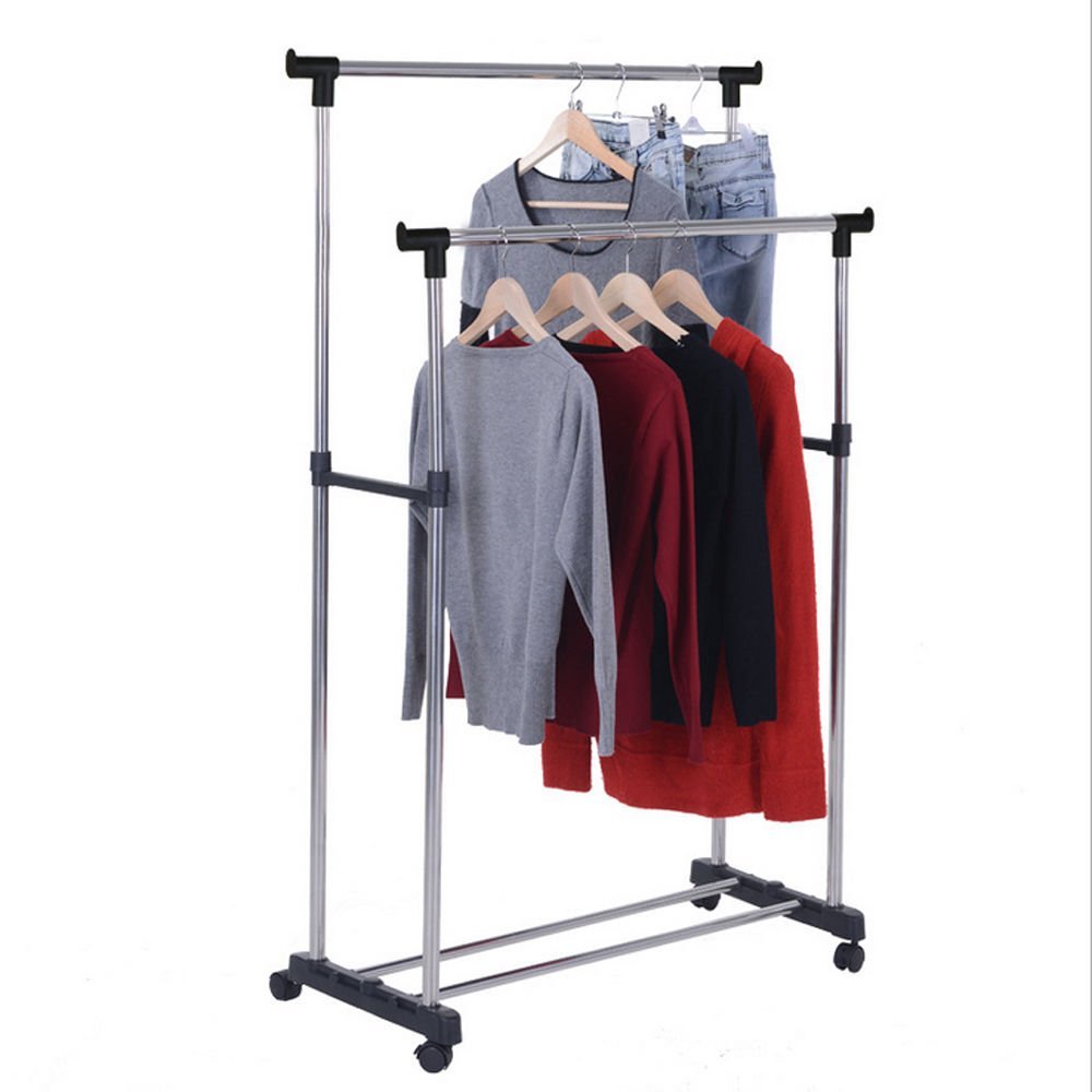 rak jemuran gantungan pakaian - double telescopic clothes rack