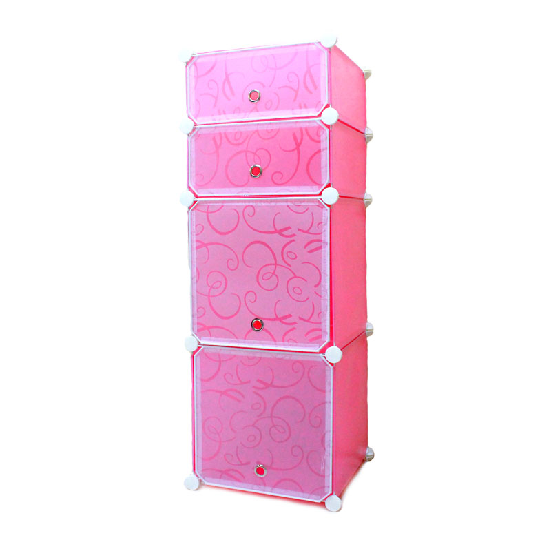 rak lemari portable pink 4.1 - 4 pintu