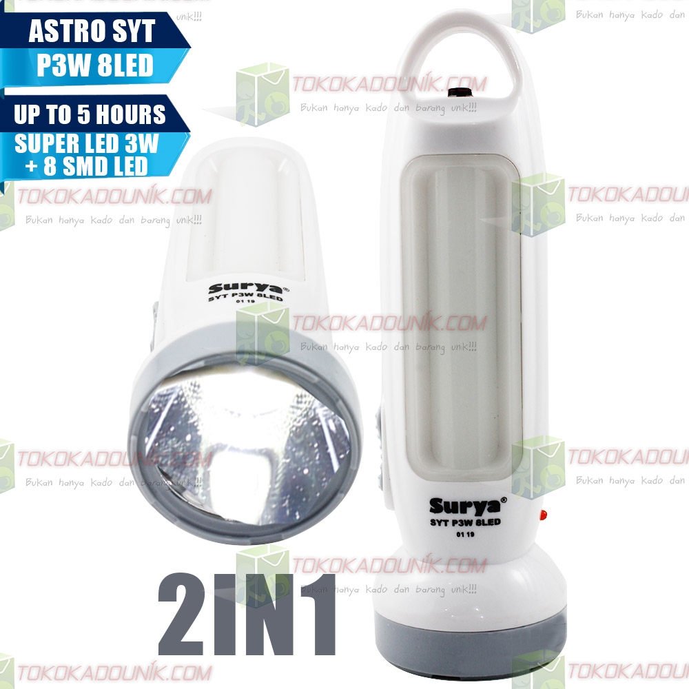 senter lentera 2 in 1 Rechargeable ASTRO SUPER LED P3W 8LED