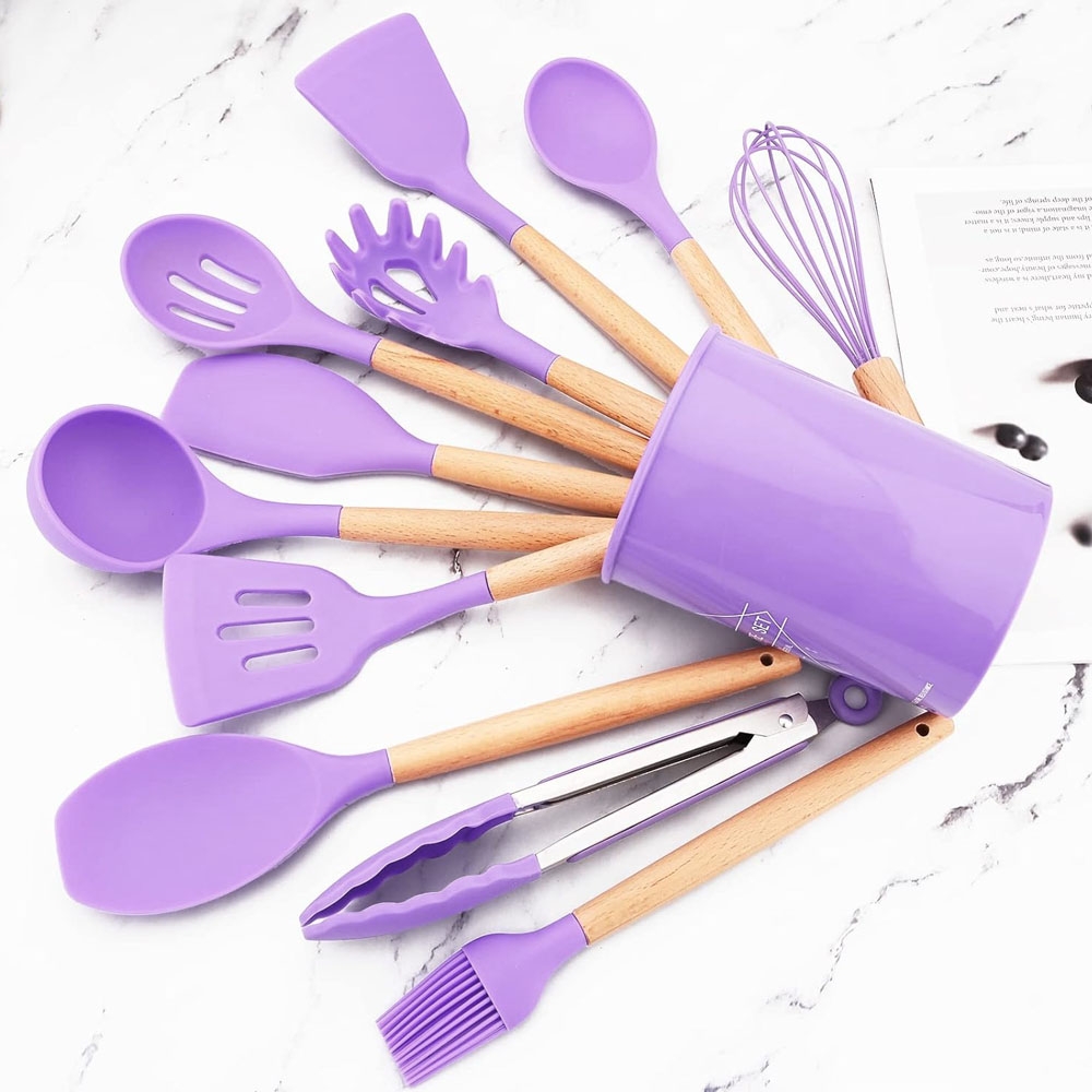 Spatula Utensil Set 12 in 1 / Peralatan Masak Goreng Tumis Rebus SS362 / Set Alat Dapur Silikon Kitchen Set Spatula Tahan Panas Free Wadah 