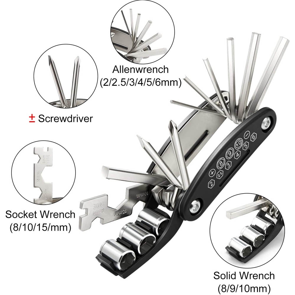 Toolkit Toolset Kunci Set Sepeda 15 in 1 Kunci L Obeng Wrench Kunci Lipat Multifungsi